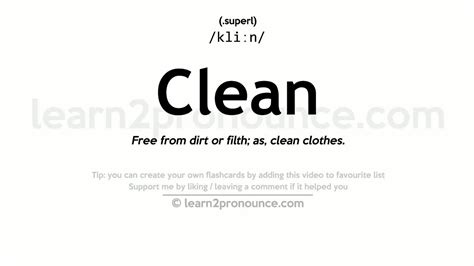 how to pronounce clean|meaning of each word clean.